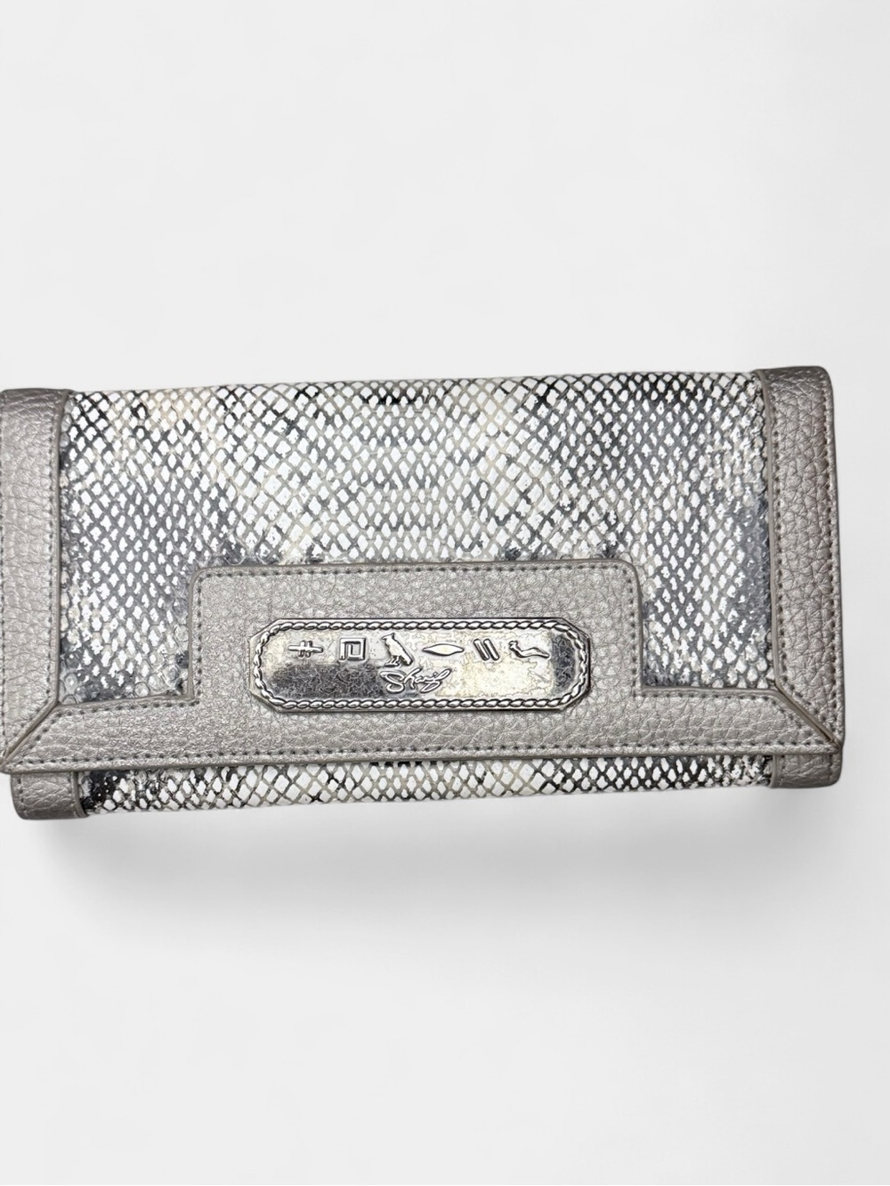 Sharif Silver Snakeskin-Texture Women’s Wallet